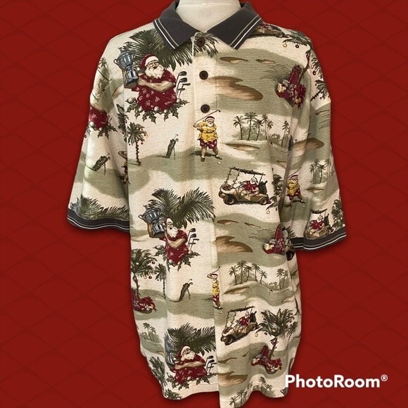 Men’s Large Golfing Santa Golf Shirt by Clearwater Outfitters - Picture 1 of 4